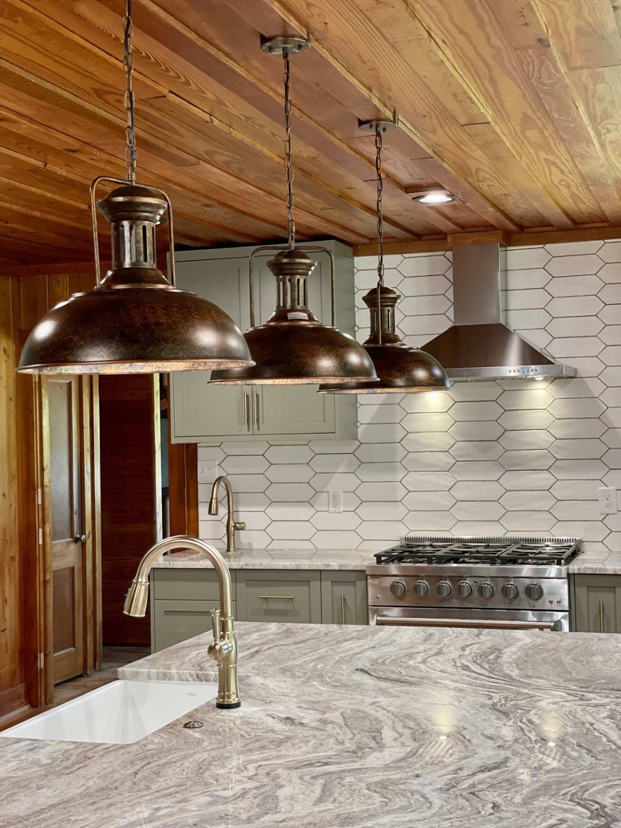 Kitchen remodel with pendant lighting over island